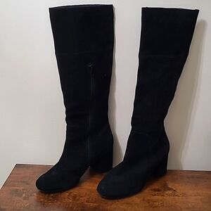 Sole Society black suede heeled boots, size 8.5.